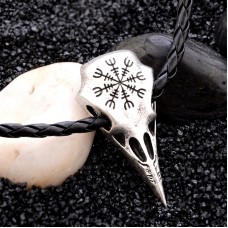 Viking Charms Vintage Punk Ethnic Totem Crow Skull Pendant Leather Chain Necklaces Womens Chic Jewelry