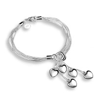 Silver Color Jewelry Heart Shape Bracelet Charms Style Chains Bracelets for Women 