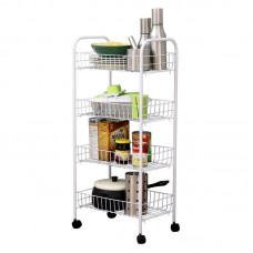 Movable 4 Layers Rack Shelf Shelves Landing Rolling Kitchen Pantry Storage Utility Cart