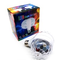 Disco Stage RGB E27 LED Lights Crystal Ball Bulb 2-Head Rotating Party Xmas Lamp