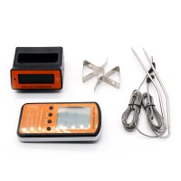 Wireless LCD Remote Dual 2 Probe Meat Thermometer Set For BBQ Smoker Grill Oven DTH-106