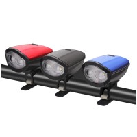 LED Bike Headlight USB Rechargeable Bicycle Cycling Front Lamp Horn Kit