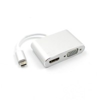 USB3.1 Type C to HDMI VGA 2Kx4K Audio Adapter Converter HUB for HDTV Macbook