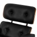 Lounge Chair Grain Italian Leather Ottoman Genuine Black