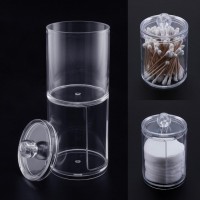 Clear Plastic Cotton Swab Holder Dual Layer Q-Tip Storage Nail Art Remover Paper Holder 