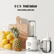 Electric Retro Juicer Small Vegetable Fruit Juicer Machine Mixing Blender w/Mason Travel Cup