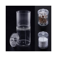 2 In 1 Clear Cotton Swab Holder Dual Layer Q-Tip Storage Nail Art Remover Paper Holder