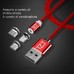 Round Nylon LED Magnetic Charge Cable For iPhone Type C & Micro USB & Lighting 1 Cable 3 Plugs
