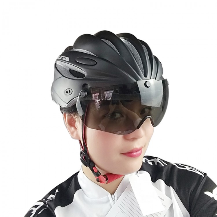 Cycling Helmet + Visor Magnetic Goggles Integrally-molded MTB Road ...