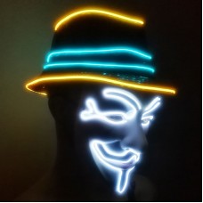 Luminous Vendetta Hat Men + Vendetta Mask White Lighting Color Battery Type Halloween Cosplay Props