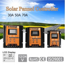 12V/24V 70A Solar Charge Controller for Charging Discharging Dual USB Output LCD Display Screen 