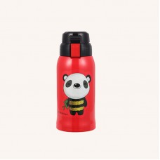 Thermos Bottle Kids 600ml Stainless Steel with 3 Lids Straw Giant Panda Pattern for Boys Girls