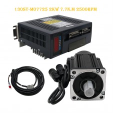 130ST-M07725 AC Servo Motor Kit 2KW 7.7N.M 2500RPM + Driver + Cables Servo Motor Kit                     