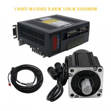130ST-M10025 AC Servo Motor Kit 2.6KW 10N.M 2500RPM + Driver + Cables Servo Motor Kit          