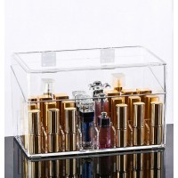 Lipstick Organizer Clear Lipstick Holder Makeup Organizer Box with Removable 24-Grid Shelf 