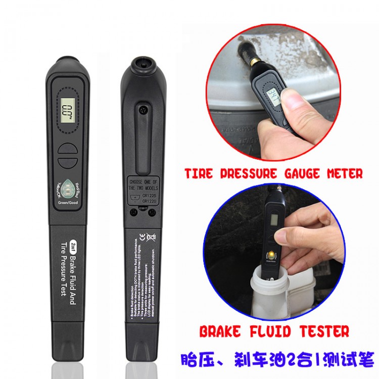 2 In 1 Brake Fluid Tester Pen Tire Pressure Tester w/LCD Display LED ...