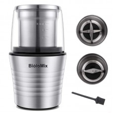 2-In-1 Electric Coffee Grinder Spice Grinder 300W w/ 2 Stainless Steel Blade Removable Bowls BCG300
