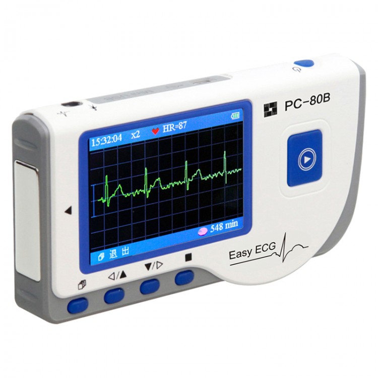 Easy ECG PC-80B Portable ECG Monitor Machine Heart Rate 2.8" Color LCD ...