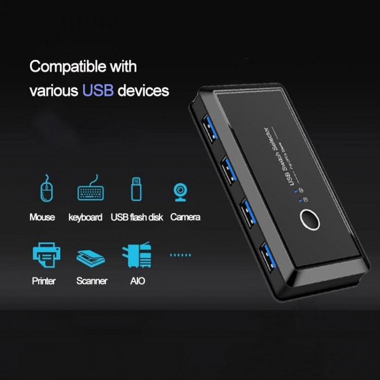 USB 3.0 Sharing Switch USB 3.0 Switch Selector 2 IN 4 OUT For Printer ...