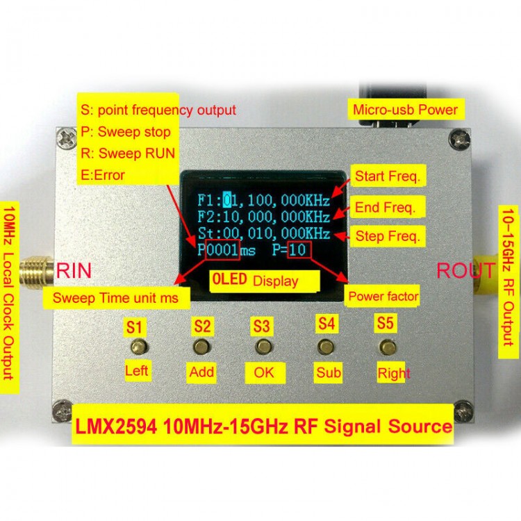 RF Signal Generator Frequency Generator 10MHz15GH Onchip Amplitude