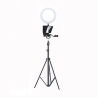 Smartphone Teleprompter Portable DSLR Camera Prompter with Tripod Fill Light Clip for Live Broadcast