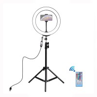 42.4" Tripod Stand + 10.2" LED Ring Light w/ Remote Control & Tripod Ball Head & Phone Clamp PKT3043