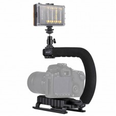 Camera Stabilizer w/ Fill Light & Cold Shoe Tripod Head For All SLR Cameras Home DV Camera PKT3012