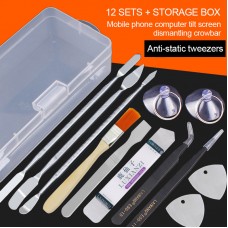 12pcs Mobile Phone Repair Tools Kit Spudger Pry Opening Tool Storage Box Set for iPhone iPad Samsung Cell Phone Hand Tools Set