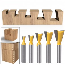 5PCS/Set Dovetail Cutter 8mm Shank Dovetail Router Bit Slotting Knife Woodworking Engraving Tool 