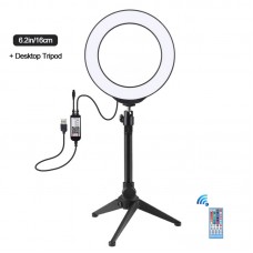 6.2" RGBW Dimmable LED Ring Light with Tripod Stand Remote Control Vlogging USB Ring Light PKT3075B