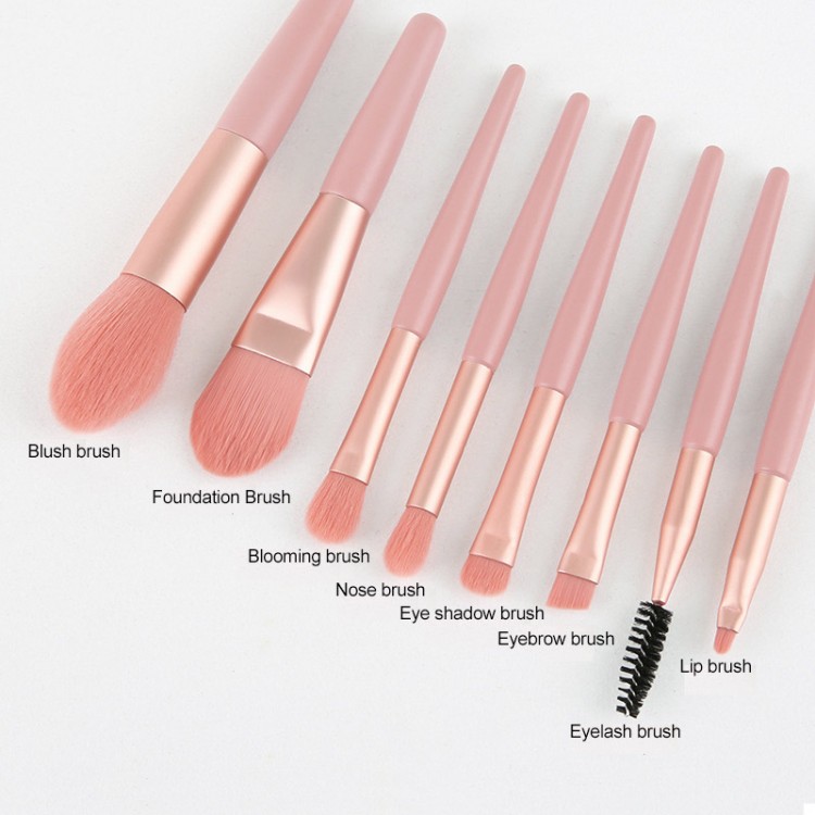 8pcs Mini Makeup Brush Set Soft Synthetic Fiber Bristle For Loose ...