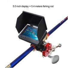 Visual Fish Finder Underwater Fishing Camera Monitor 5 Inch Display 9000 Metal Reel 5.4m Rod Kit