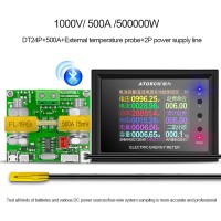 DT24 Digital Display Bluetooth DC Power Meter Voltmeter Ammeter Battery Capacity Tester w/ 500A Shunt