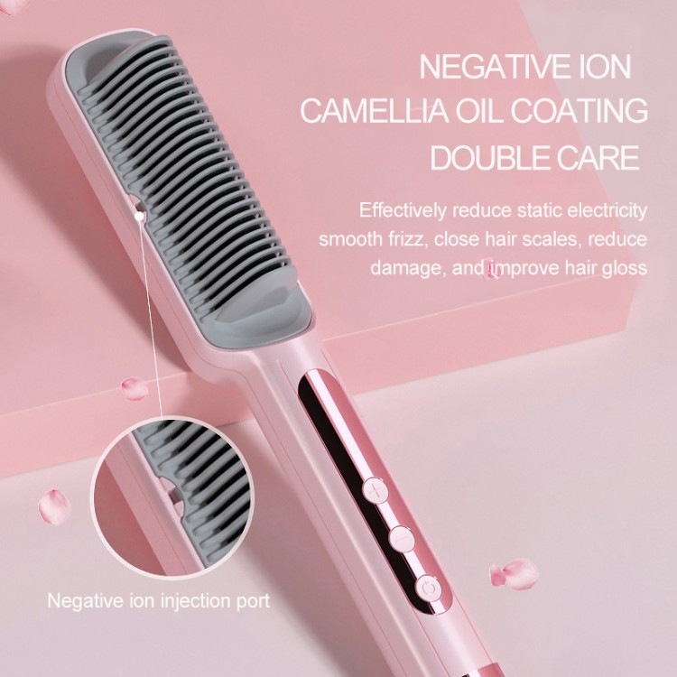 Hair Straightening Comb Curling Comb Negative Ion Electric Hair Straightener Curler Brush 