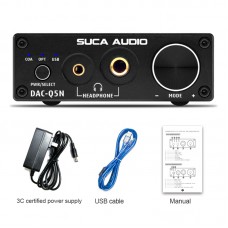 DAC-Q5N HiFi Lossless Headphone Amplifier DAC Optical Coaxial USB Sound Card w/ Power Supply Black