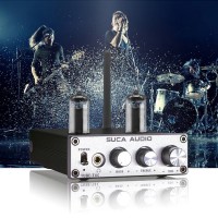TUBE-T4C 50Wx2 HiFi Bluetooth Tube Amplifier 6J4 Headphone Preamp w/ Power Supply Silver Front Panel