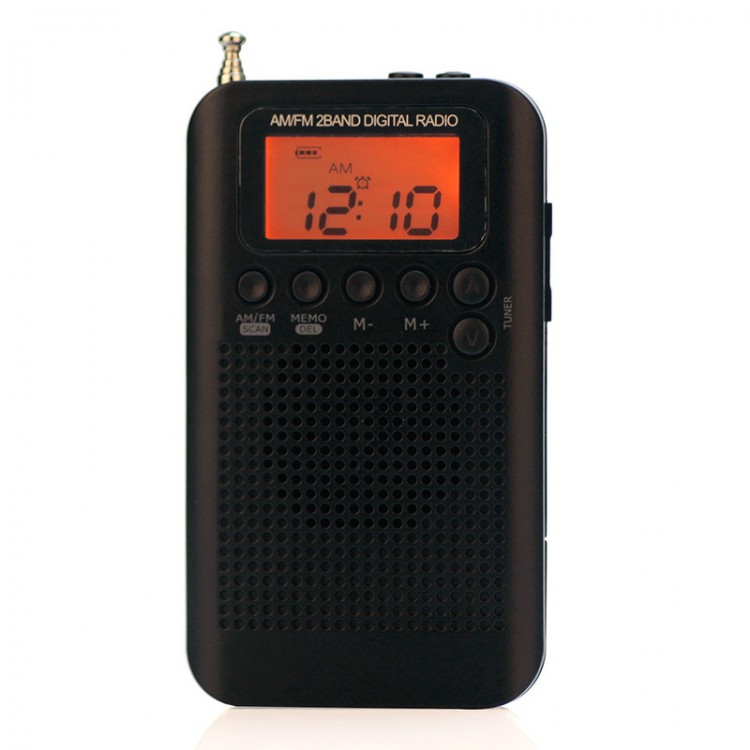 HRD-104 Portable AM FM Radio Mini Radio Two Band Digital Clock Radio ...