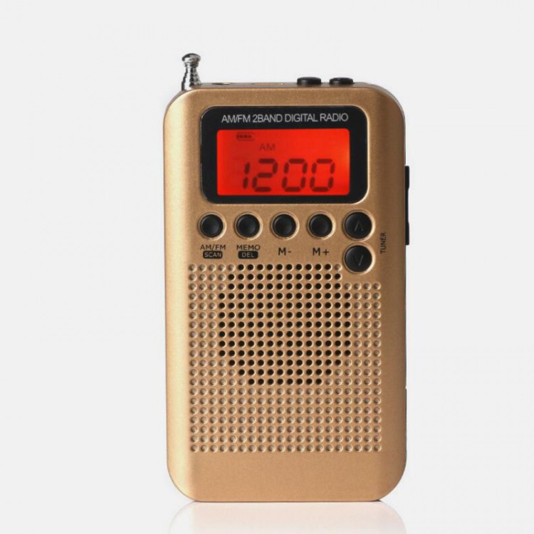 HRD-104 Portable AM FM Radio Mini Radio Two Band Digital Clock Radio ...