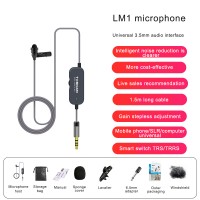 1.5M/4.9FT LM1 Collar Mic Collar Microphone Noise Reduction Earphone Monitor For Phone SLR Camera