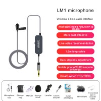 1.5M/4.9FT LM1 Collar Mic Collar Microphone w/ Conversion Cable For Android Noise Reduction