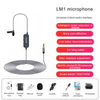 6M/19.7FT LM1 Collar Mic Collar Microphone Noise Reduction Earphone Monitor For Phone SLR Camera