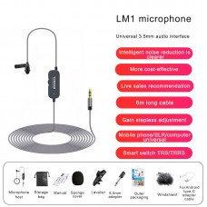 6M/19.7FT LM1 Collar Mic Collar Microphone w/ Conversion Cable For Android Noise Reduction