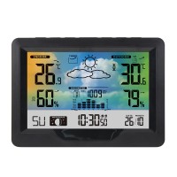 FanJu 3383F Wireless Weather Station Weather Clock Alarm Clock Display Temperature Humidity Date