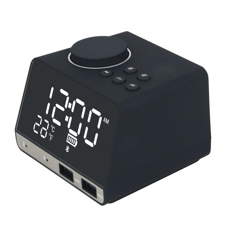 Alarm Clock Radio Bluetooth Speaker USB with Dual USB Charging Ports