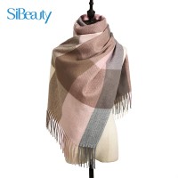 27.6*70.9" Men Womens Plaid Scarf Autumn Winter Scarf Warm Cashmere-Like British Style With Tassel