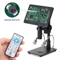 HY-2070 Digital Microscope 7-inch 1080P Electronics Soldering Microscope with Adjustable Stand Support 300X Magnification
