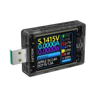 WITRN U3 Voltage Current Meter USB Tester w/ Temperature Probe For Fast Charge Protocol Detection