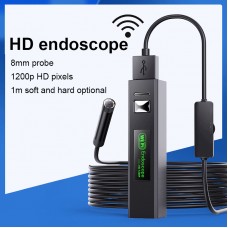 YPC110 5MP Wifi Endoscope Camera HD 1200P Industrial Borescope 8MM 1M/3.3FT Semi-Rigid Cable 8 LEDs