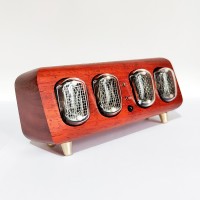 Bluetooth Clock IN12 Glow Tube Clock Nixie Clock 20 Degree angle 4-Digit Electronic Alarm Clock w/ Touch Buttons-Rosewood Color
