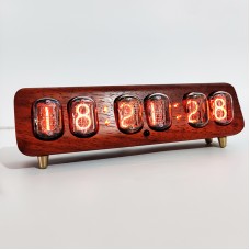 Soviet IN12 Glow Tube Clock Bluetooth Nixie Tube Clock Electronic Alarm Clock With Solid Wood Shell 20 Deg Angle Version-Rosewood